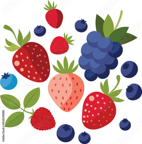 Vibrant mixed berries with strawberry blueberry and raspberry