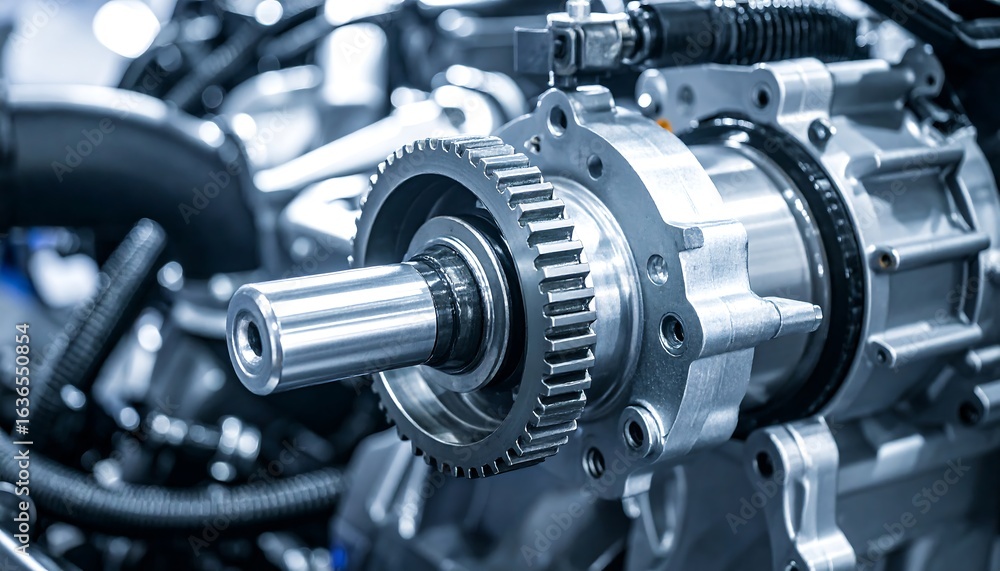 Naklejka premium Intricate Gear Mechanism: A Close-Up of Precision Engineering and Metallic Components