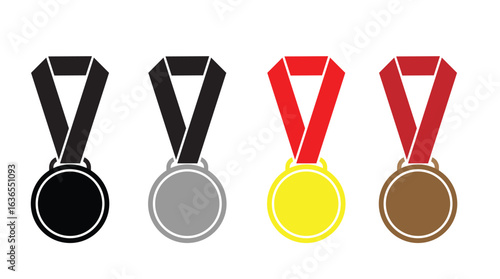 Medal icon set. Competition Awards flat style. Verified medal icons vector eps10.