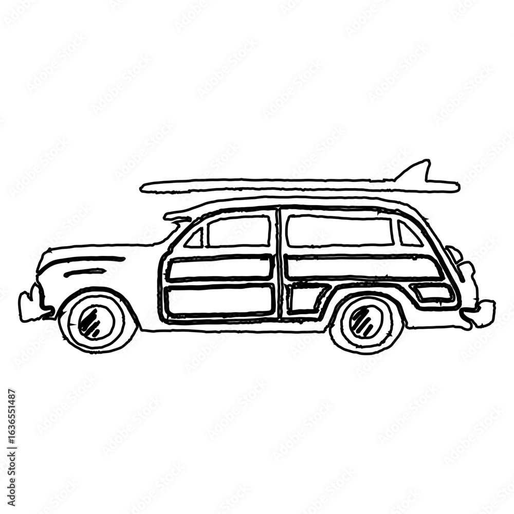Fototapeta premium Retro car Icon line