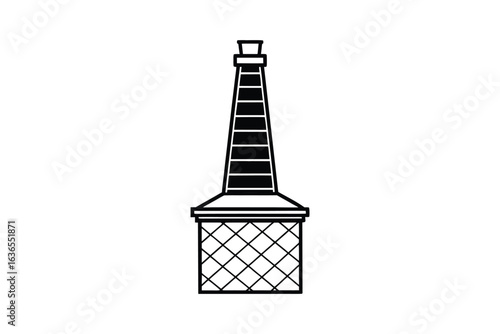 Minimalist Black and White Lighthouse Graphic Illustration in Silhouette Style silhouette