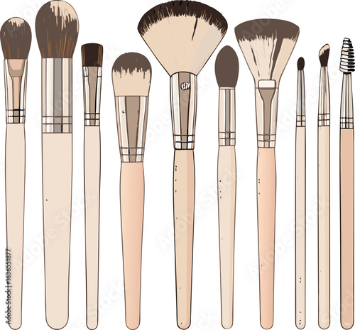 Filled shape of a makeup brush set