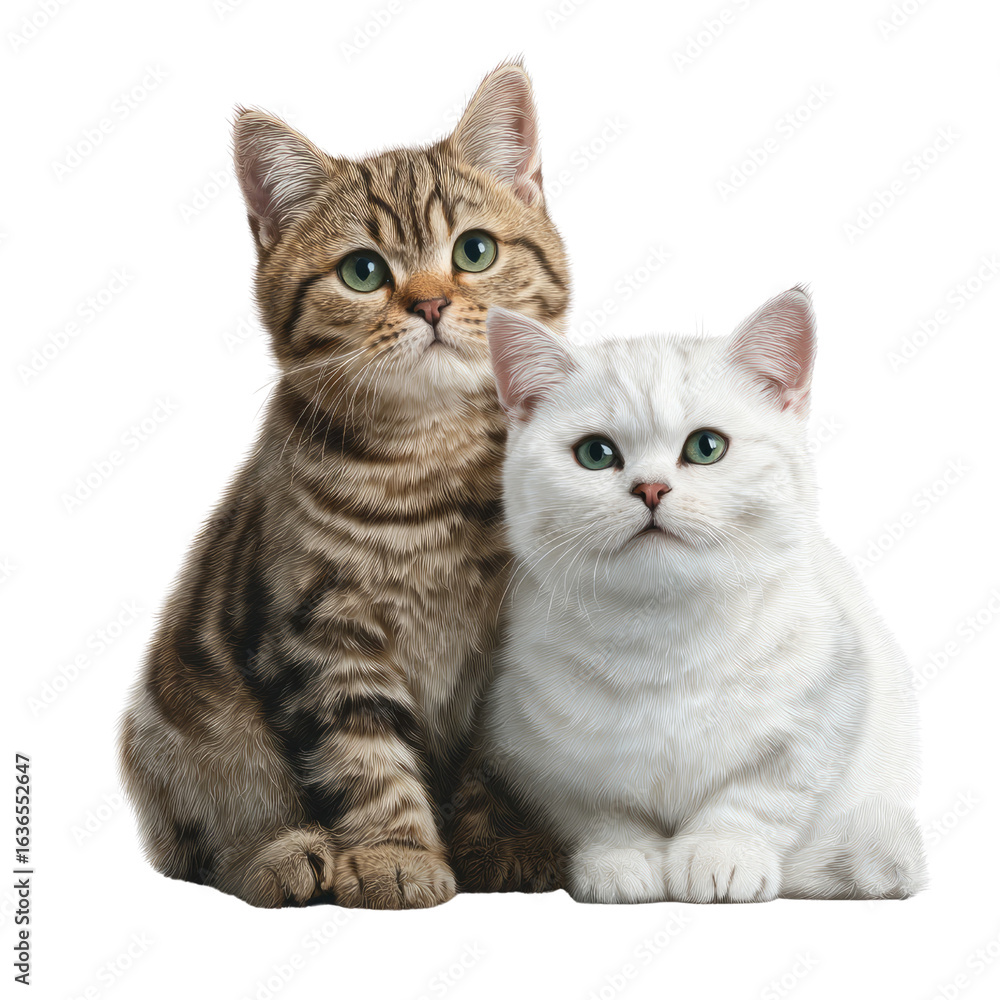 Obraz premium Playful kittens on transparent background adorable animals cute companions studio setting whimsical concept