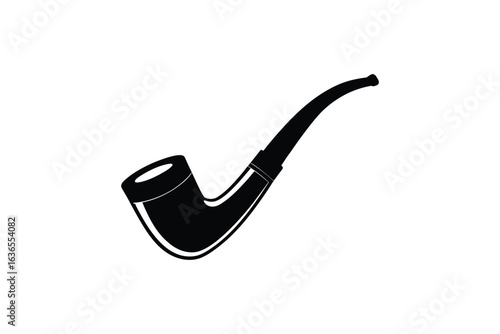 Classic Smoking Pipe Illustration in Black and White Silhouette Style silhouette