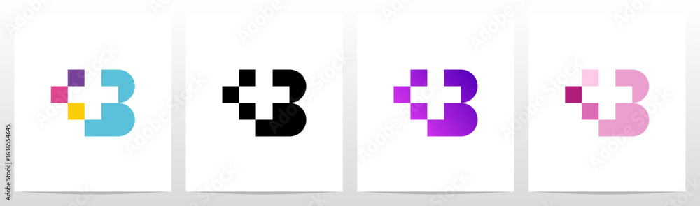 Obraz premium Plus Cross Square Negative Space Modern Letter Initial Logo Design B