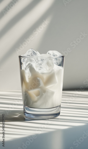 Iced Coconut Milk Drink with Striking Shadow Play