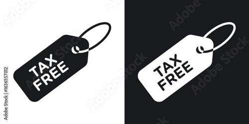 Tax free icon in black and white glyph versions
