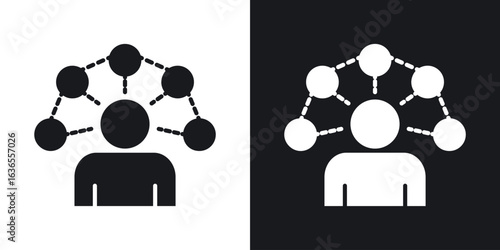 Skillsfor banner and packaging design Vector illustrationsn icon in black and white glyph versions