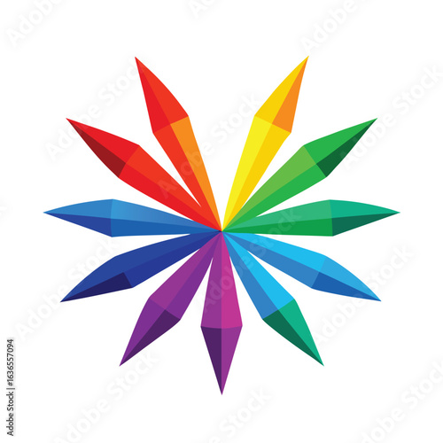 Rainbow blade fractals colorful light design vector art illustration