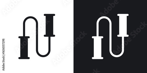 Jump rope icon in black and white glyph versions