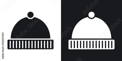 Beanie icon in black and white glyph versions