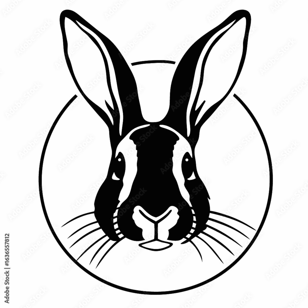 Fototapeta premium vector illustration of a rabbit, face head vector