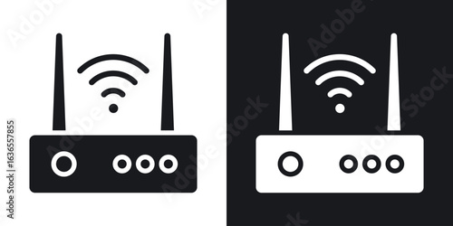Wifi modem icon in black and white glyph versions