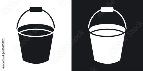 Water bucket icon in black and white glyph versions