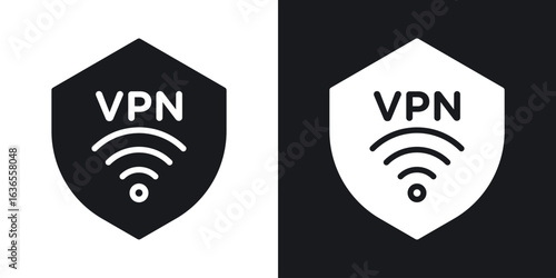 Vpn icon in black and white glyph versions