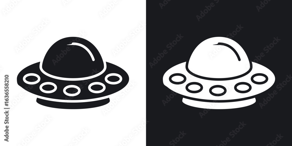 Fototapeta premium UFO icon in black and white glyph versions