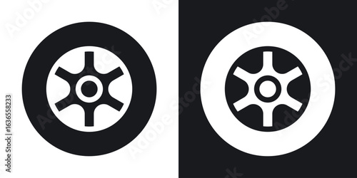 Tyre icon in black and white glyph versions