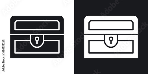Treasure chest icon in black and white glyph versions