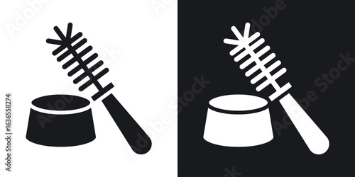 Toilet brush icon in black and white glyph versions