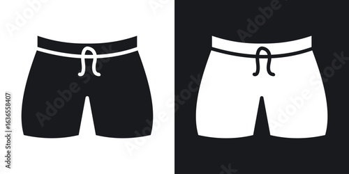 Swim shorts icon in black and white glyph versions