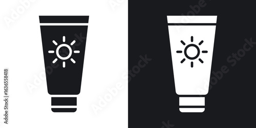 Sunscreen icon in black and white glyph versions