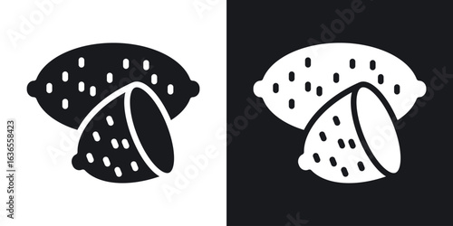 Sweet potato icon in black and white glyph versions