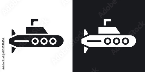 Submarine icon in black and white glyph versions