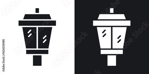 Street lamp icon in black and white glyph versions