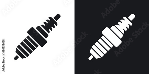 Spark plug icon in black and white glyph versions