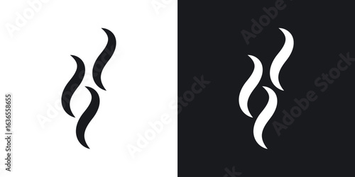Smoke steam silhouette icon in black and white glyph versions