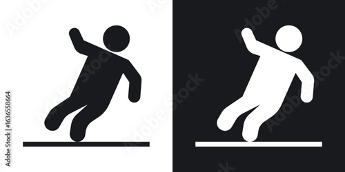Slippery floor icon in black and white glyph versions
