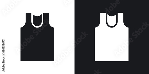 Sleeveless shirt icon in black and white glyph versions