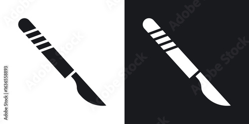 Scalpel icon in black and white glyph versions