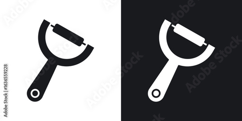 Potato peeler icon in black and white glyph versions