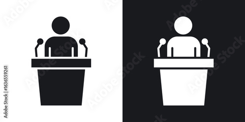Politician speaker icon in black and white glyph versions