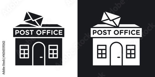 Post office icon in black and white glyph versions