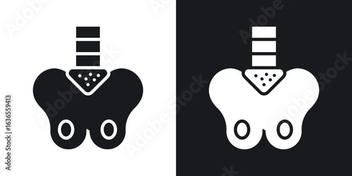 Pelvis icon in black and white glyph versions