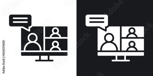 Online meeting icon in black and white glyph versions