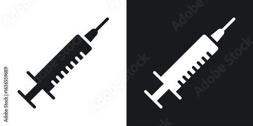 Needle icon in black and white glyph versions