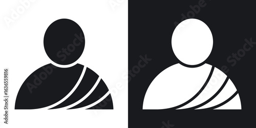 Monk icon in black and white glyph versions