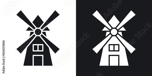 Mill icon in black and white glyph versions