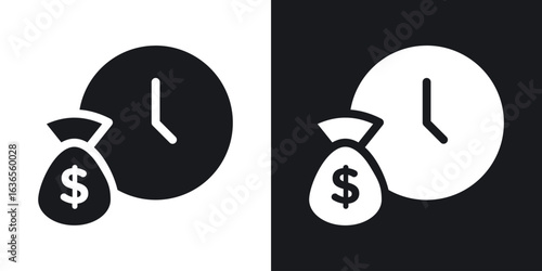 Long term investment icon in black and white glyph versions