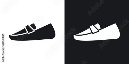 Loafer icon in black and white glyph versions