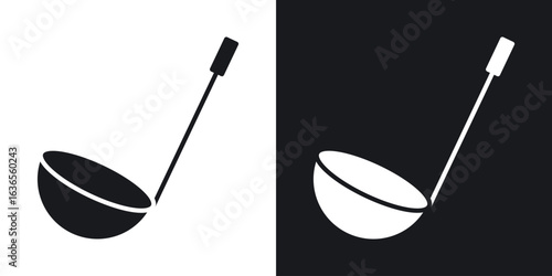 Ladle icon in black and white glyph versions
