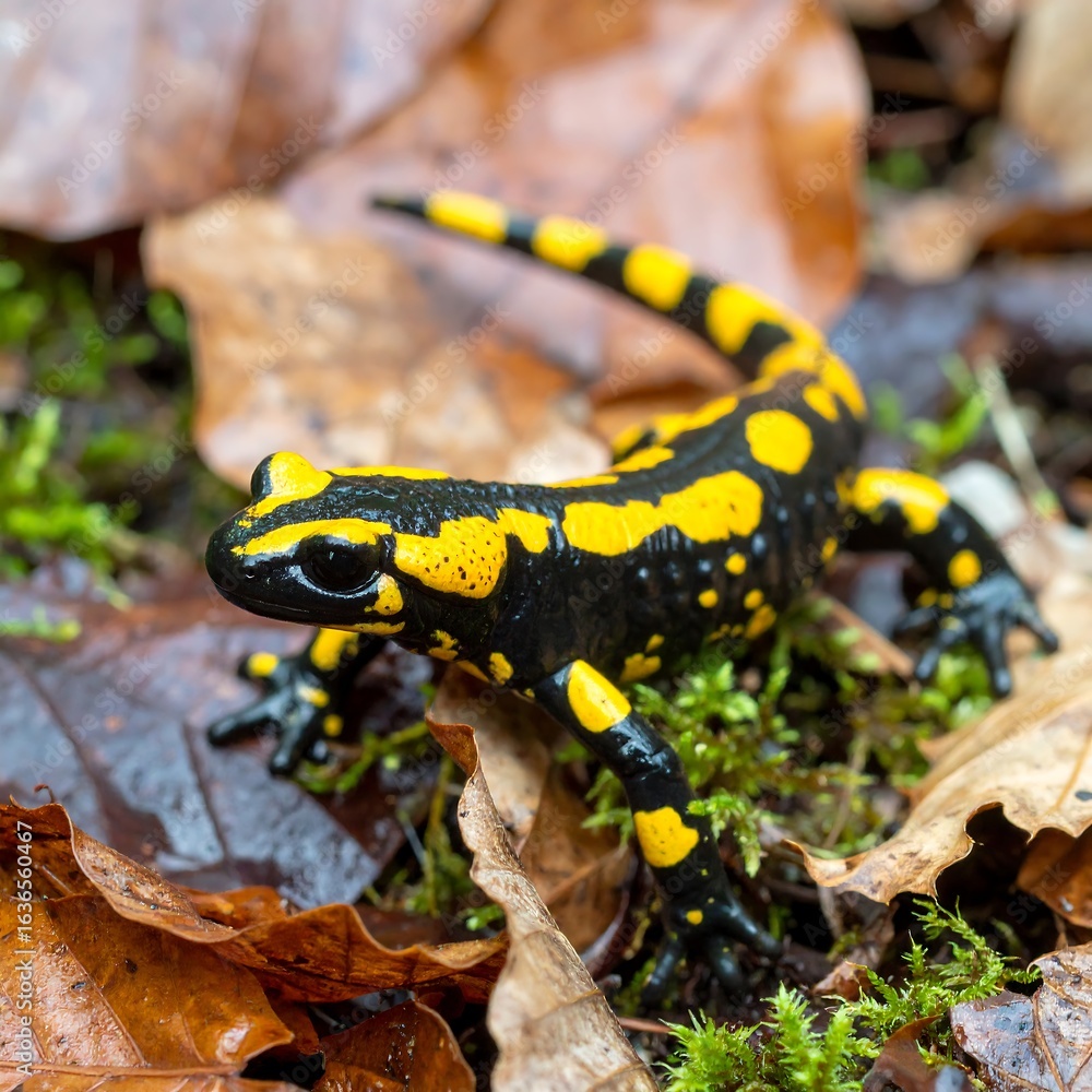 Fototapeta premium Salamander on forest floor