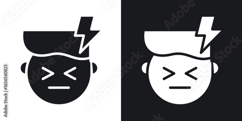 Headache icon in black and white glyph versions