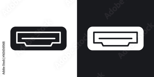 HDMI icon in black and white glyph versions