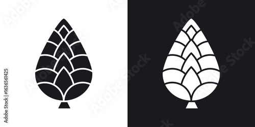 Fir cone icon in black and white glyph versions