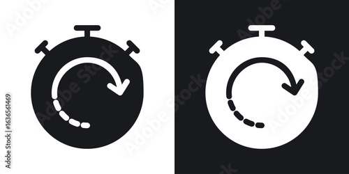Fast processing icon in black and white glyph versions