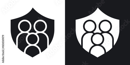 Family insurance icon in black and white glyph versions